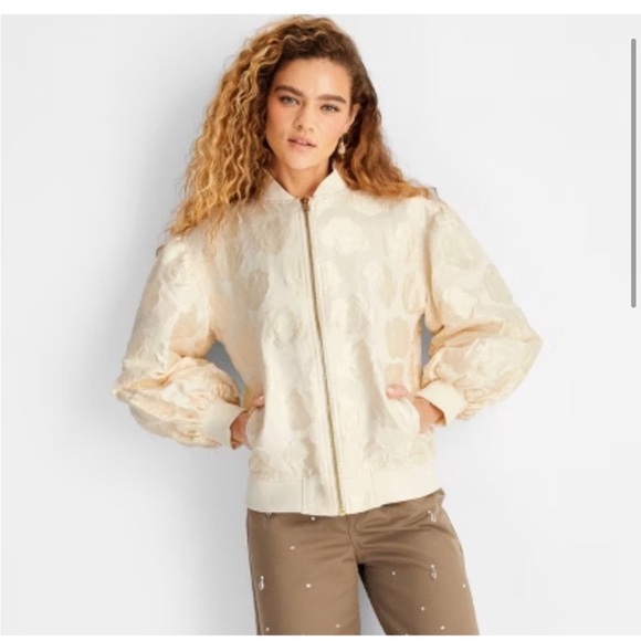 Future collective Cream Bomber Jacket NWT Medium